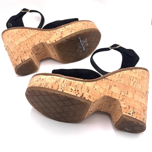 CHANEL Suede Kidskin Wedge Sandals in Black - Picture 7 of 8